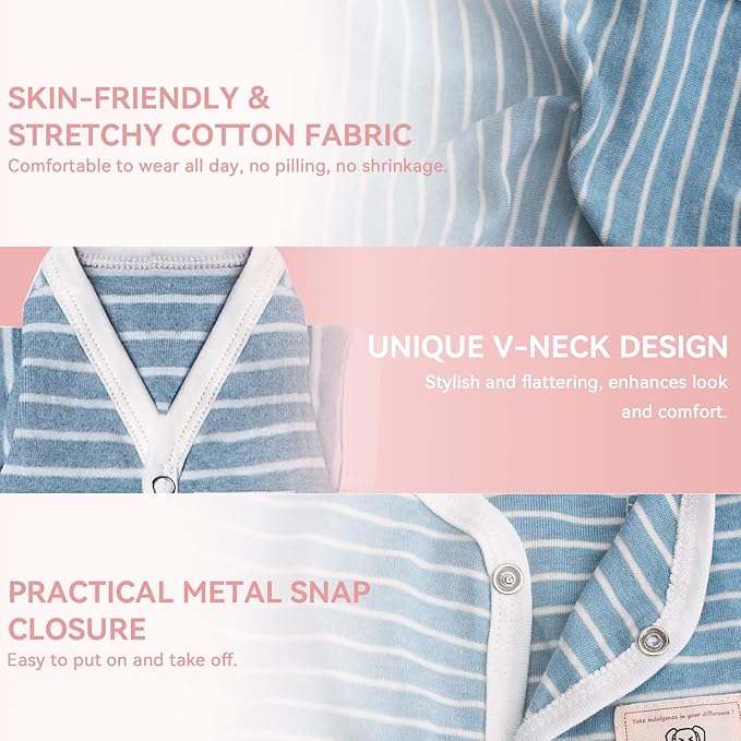 TONY HOBY Female Pet Dog Pajamas Stripes 4 Legged Dog pjs Jumpsuit Soft Cotton Dogs Clothes (L,Blue+White-Girls)