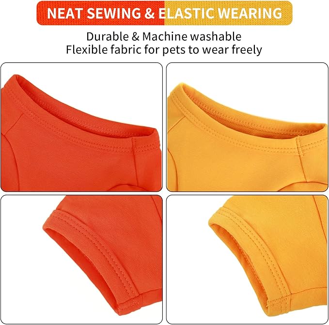 Koneseve Dog Shirts Breathable Cotton Dog Clothes Stretchy T-Shirt for Small Medium Large Dogs Cat Shirt Soft Puppy Outfit Kitten Apparel Pet Pullover Tee Blank Sweatshirt 2-Pack Yellow & Orange 3XL