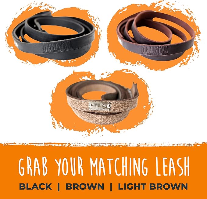 Mighty Paw Leather Dog Collar - Genuine Distressed Leather - Strong Metal Buckle - Ultimate Comfort - Modern Style for All Dogs Breeds - Comfort Puppy Collar - (Medium - Brown)