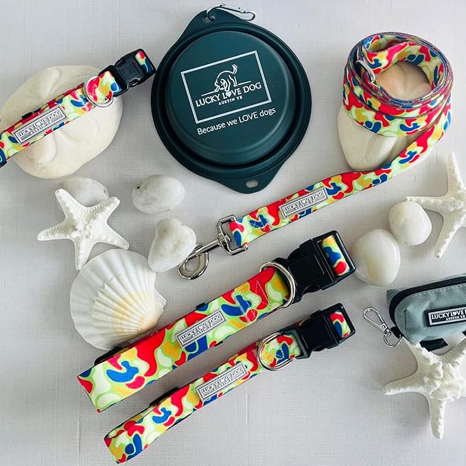 Lucky Love Dog - Adjustable Dog Collar and Leash Set with Easy Click Buckle for Small to Large Dogs, Durable, & Comfortable Collar for Male & Female Dogs, Puppies & Adult Ones - Oscar Combo, XS