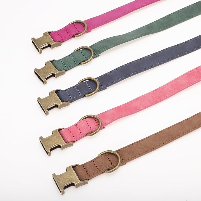 Dog Collar, Soft PU Durable Heavy Duty Dog Collar with Quick Release Metal Buckle, Puppy Collar, Adjustable Collar for Dogs, Small, Blue