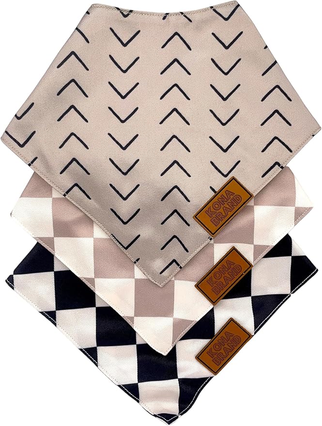 KonaBrandCo- Premium Handmade Dog Bandana | Dual Layered Silky Durable Polyester Fabric | Adjustable Fit Custom Shape- Won't Roll (Large, COOPER)