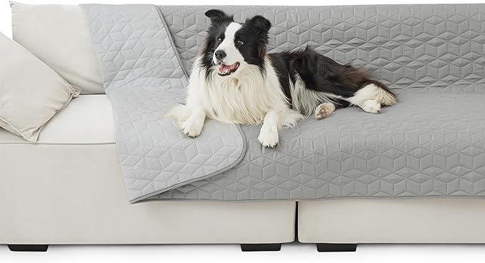 Bedsure 100% Waterproof Couch Cover for Dogs Washable - Non Slip Waterproof Blanket Large for Bed Sofa, Lightweight Furniture Protector Durable for Pet Cat Puppy with Non-Slip Bottom, Grey, 52x82IN