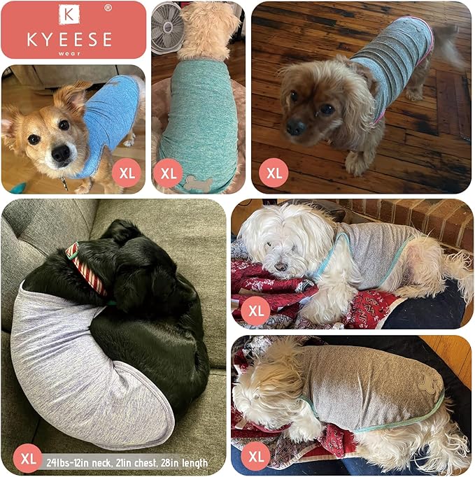 KYEESE 2 Pack Dog Shirts Quick Dry Soft Stretchy Dog T-Shirts with Reflective Label Tank Top Sleeveless Vest for Small Dogs Sun Protection Pet Clothes, Coral Red+Grey, XL