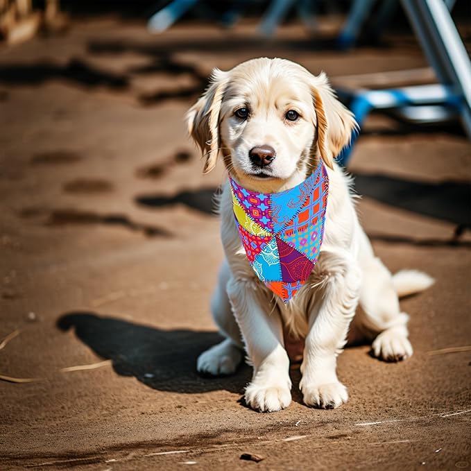 10pcs Dog Bandanas Patchwork for Medium Breed Dog Kerchief Triangle Bibs Scarves Pink Blue Yellow Girl Boy Grooming Costume