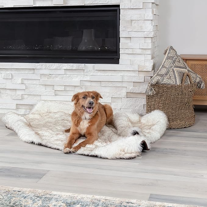 Waterproof Faux Fur Dog Blanket - Waterproof Dog Blanket for Bed, Couch or Dog Crate - White [50"x60"]