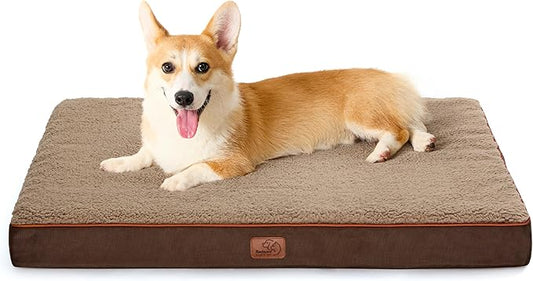 Bedsure Large Dog Bed for Crate - Orthopedic Waterproof Pet Beds with Removable Washable Cover, Egg Crate Foam Crate Mat, Suitable for Pet Up to 50 lbs