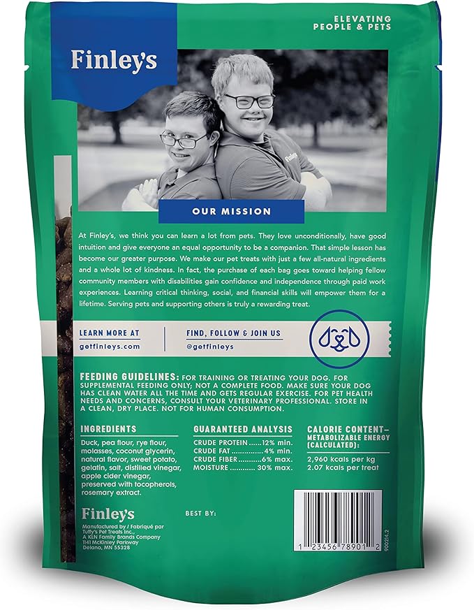 Finley's Duck Training Bites, Low Calorie, All Natural Soft Chew Dog Treats, 16 Ounce (Pack of 1)