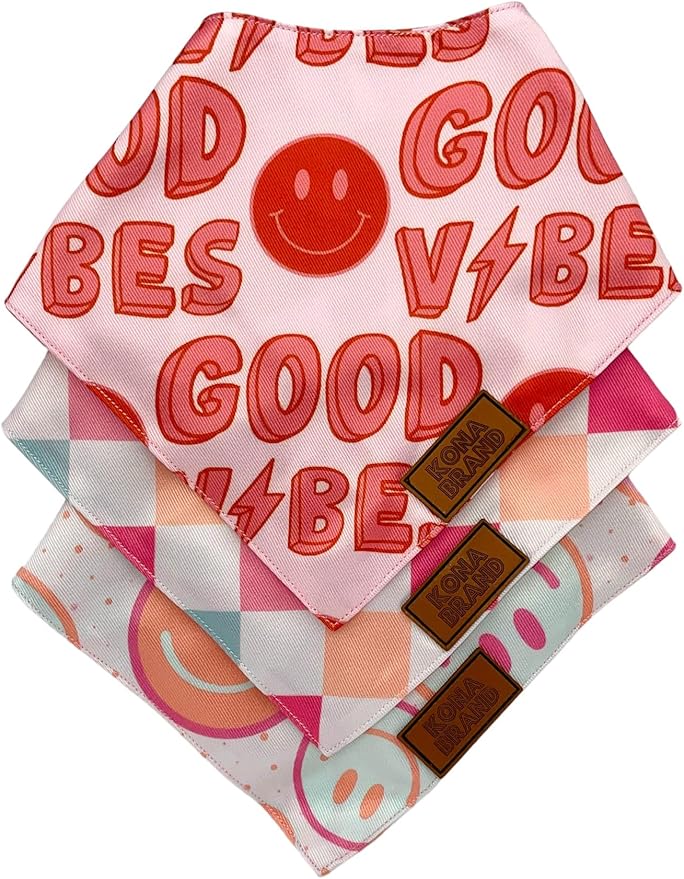 KonaBrandCo- Premium Handmade Dog Bandana | Dual Layered Silky Durable Polyester Fabric | Adjustable Fit Custom Shape- Won't Roll (Large, REMY)