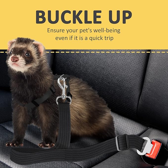 SunGrow Dog Seat Belt for Car, Adjustable Nylon Pet Seatbelt, Supports All Cars, Dog Car Leash Seat Belt, Seatbelt for Dogs, Cats & Ferrets Travel Harness