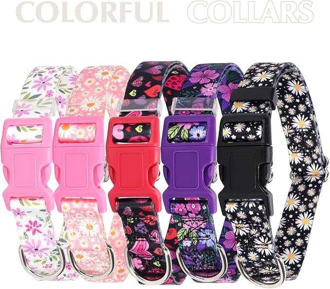 Dog Collar for Small Dogs with Cute Heart Patterns for Girl & Boy Dogs, Adjustable Soft Pet Collar with Safety Buckle for Small Medium Large Dog (Heart S)