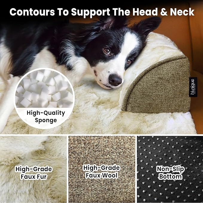 Calming Dog Couch Bed for Medium Dogs/Cats, 35 x 31 inch Waterproof Removable Dog Mat Couch Cover for Furniture Protector, Non-Slip Fluffy Pelsbarn Dog Bed for Couch, Sofa - Tie-Dry Khaki