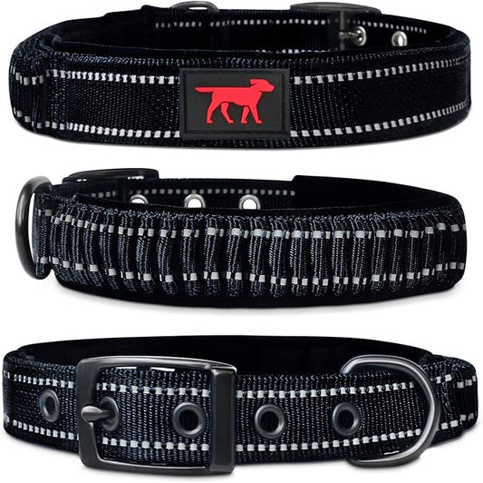 Tuff Pupper Heavy Duty Dog Collar with Handle | Ballistic Nylon Heavy Duty Collar | Padded Reflective Dog Collar with Adjustable Stainless Steel Hardware | Convenient Sizing for All Breeds