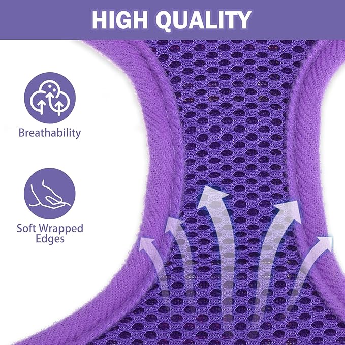 SCENEREAL Puppy Dog Harness with Leash Set for Small Medium Sized Dogs, Soft Mesh Step in Pet Harnesses and Leash, No Chock Plaid Adjustible No Pull Vest for Dogs Cats, Chihuahua,Bulldog (Purple XS)