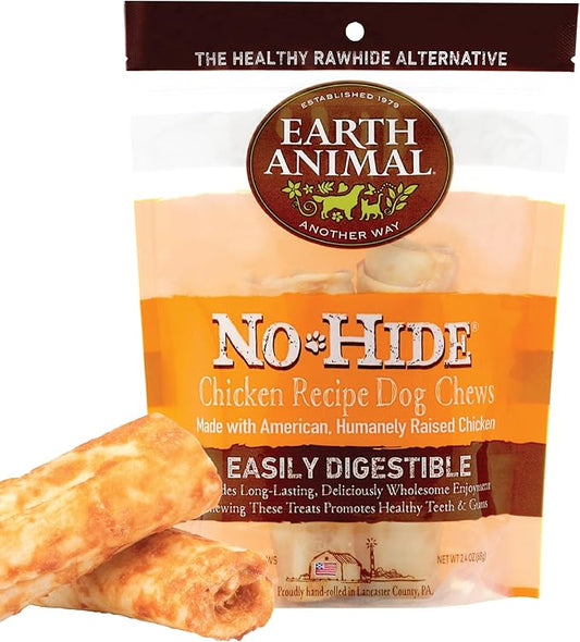Earth Animal No Hide Small Long Lasting Dog Chew Rolls, Chicken, 2 Count Pack of 1
