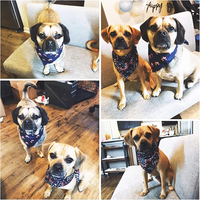 ADOGGYGO American Flag Dog Bandana, Multiple Sizes Offered, Triangle 4th of July Bandanas for Small Dogs (Small)
