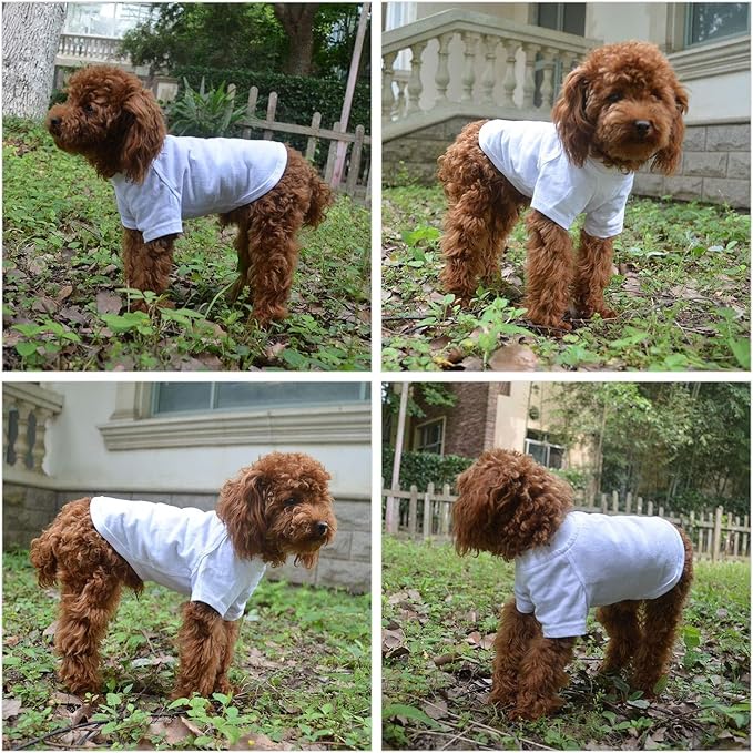Lovelonglong Pet Clothing Dog Costumes Basic Blank T-Shirt Tee Shirts for Medium Dogs White XXL