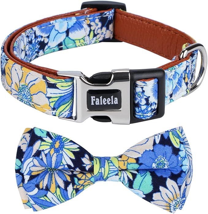 Faleela Cute Soft Girl Dog Collar with Bow, Bowtie Dog Collar for Boy,Detachable Adjustable Collar for Small Medium Large Pet