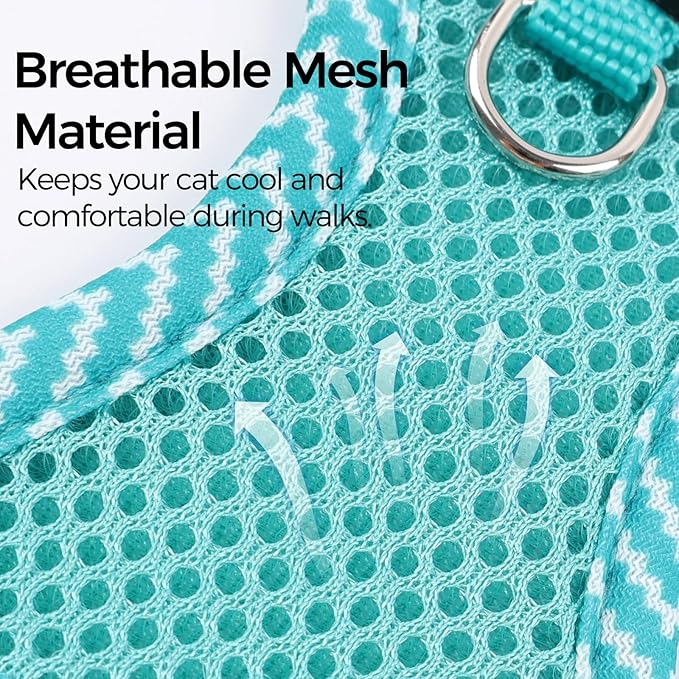 Cat Harness and Leash Escape Proof Extra Large Kitten Harness Maine Coon Cat Vest for Walking Travel, Turquoise, XL