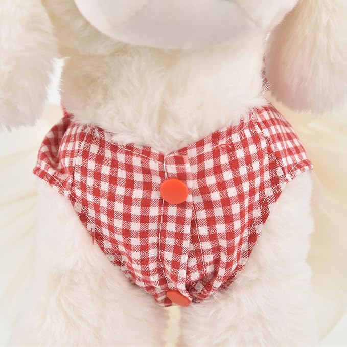 FLAdorepet Dog Dress with Leash Ring,Holiday Dog Clothes Love Heart Tulle Pet Dresses for Small Dogs Girls Party Outfit Puppy Cats Apparel(Red Heart, X-Small)