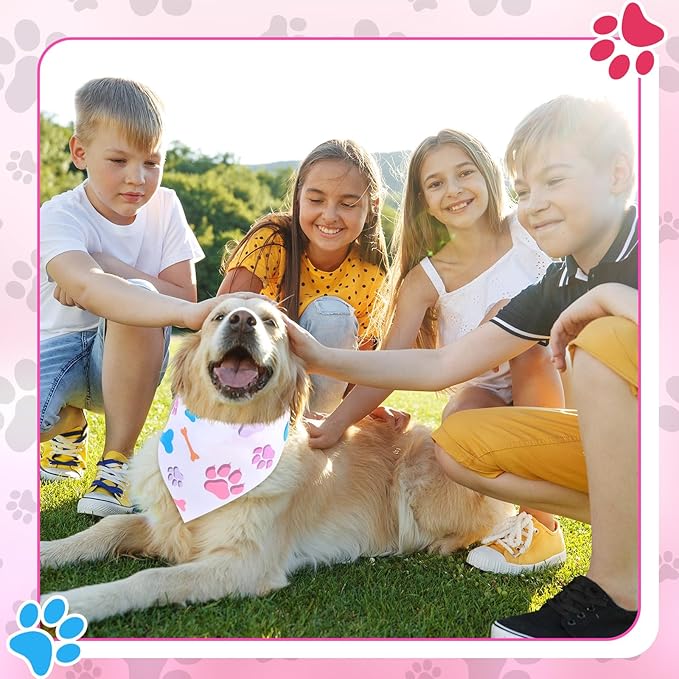 Abbylike 200 Pieces Paw Print Dog Bandanas Bulk Paw Bandanas for Dogs Pets Triangle Kerchief Bibs for Puppy Pet Cats Party Costume Accessories