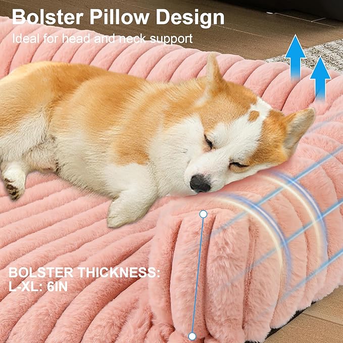 Luxurious Dog Couch Bed, Washable Calming Dog Couch Cover, Removable Couch Protector for Dogs, Waterproof Sofa Bed, Pet Bed Mats for Couch, Pet Couch Covers for Sofa(Pink, XL)