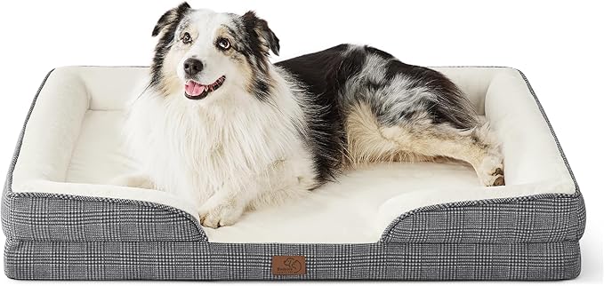 Bedsure Orthopedic Dog Bed for Extra Large Dogs - XL Washable Dog Sofa Beds Large, Supportive Foam Pet Couch Bed with Removable Washable Cover, Waterproof Lining and Nonskid Bottom, Black Checks
