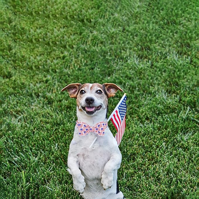 Unique style paws Dog Collar, Pet Collar Dog Bow Tie Gift for Girl or Boy Dogs, American Flag Adjustable Dog Collar for X-Small Dogs