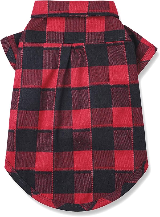 Dog Shirt Plaid Puppy Clothes for Small Medium Large Dogs Cats Boy Girl Kitten Soft Pet T-Shirt Breathable Tee Outfit Adorable Grid Apparel Halloween Thanksgiving [Red#1; 2XL]