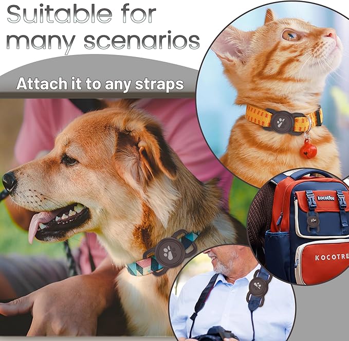 SANKALA Airtag Dog Collar Holder, [1 Pack] Waterproof Dog Airtag Holder, Silicone Full Body Covered Anti-Lost Protective Apple Air Tag Holder for Pet Collar - Fits All Width Collars, Coffee