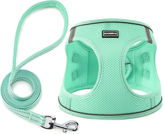 Dog Harness with Leash Set, No Pull Adjustable Reflective Step-in Puppy Pet Vest Harnesses for Small Medium Large Dogs and Cats,Green L