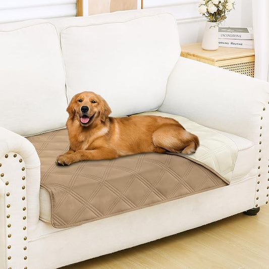 Smiry Waterproof Dog Bed Cover Blanket 30x53, Soft Reversible Pet Blanket, Washable Leakproof Cats Dogs Couch Cover for Sofa, Couch, Furniture, Camel/Beige