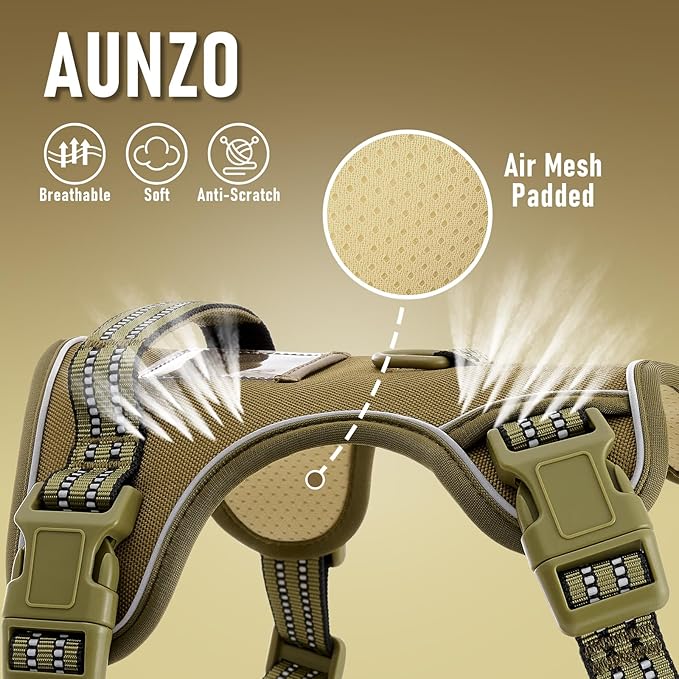 No Pull Dog Harness for Medium Dogs, Easy on/Off with Neck Buckle, Adjustable Reflective Harness Vest with Handle, for Working Training Hiking Walking, Escape Proof Pet Vest