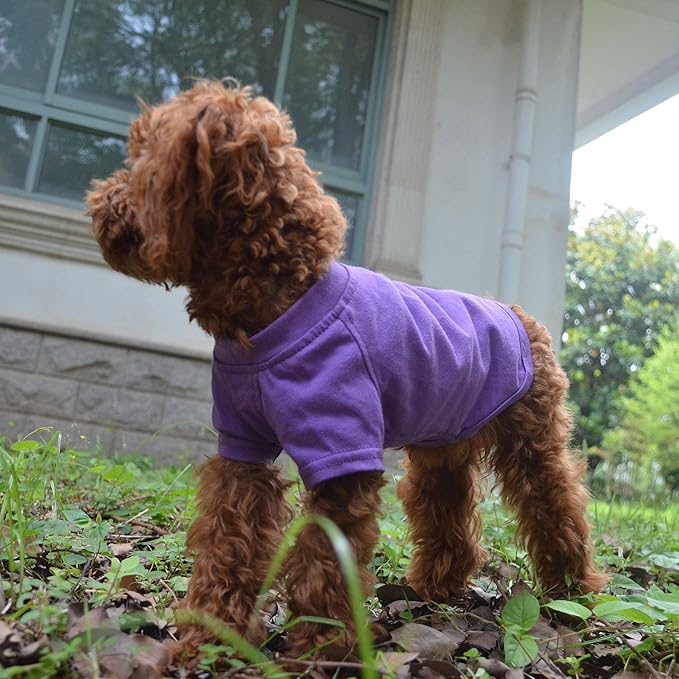 Lovelonglong Pet Clothing Dog Costumes Basic Blank T-Shirt Tee Shirts for Small Dogs Purple M