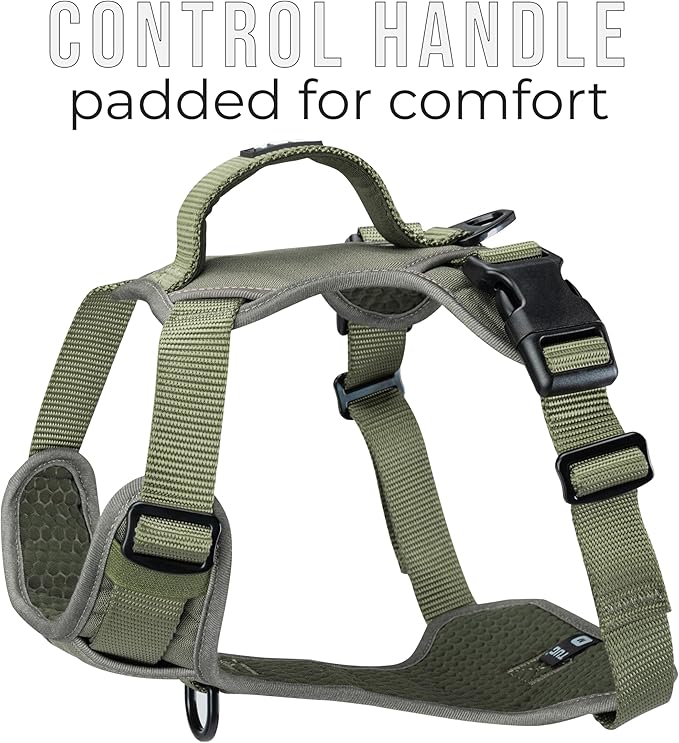 TUG Dog Harness with 2 Leash Connection Points | Adjustable, Padded, Lightweight | Handle on Back | No-Pull Front Clip (XL, Green)