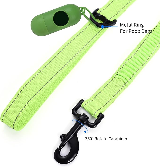 Mile High Life | Bungee Dog Leash | Gentle Pull Training Lead | Soft Comfort Texture | 3-5 Feet | for Dogs/Cats Under 20 lb (Lime Green)