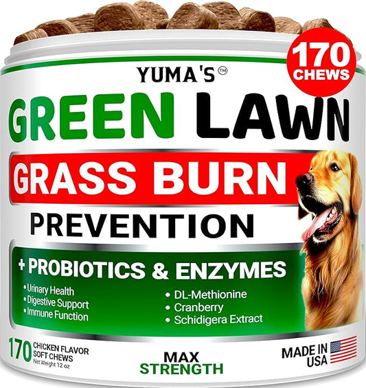 Dog Urine Neutralizer for Lawn - 170 Chews - Advanced Grass Green Savers for Dog Urine - Canine Pee Grass Neutralizer Supplement - Green Lawn Treats with Probiotics and Digestive Enzymes