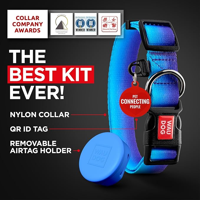 Airtag Dog Collar Nylon Dog Collar with Airtag Holder - Adjustable for Large Dogs, Small & Medium Dogs - Breakaway Puppy Collars for Large Breed Dogs - Boy & Girl Collars
