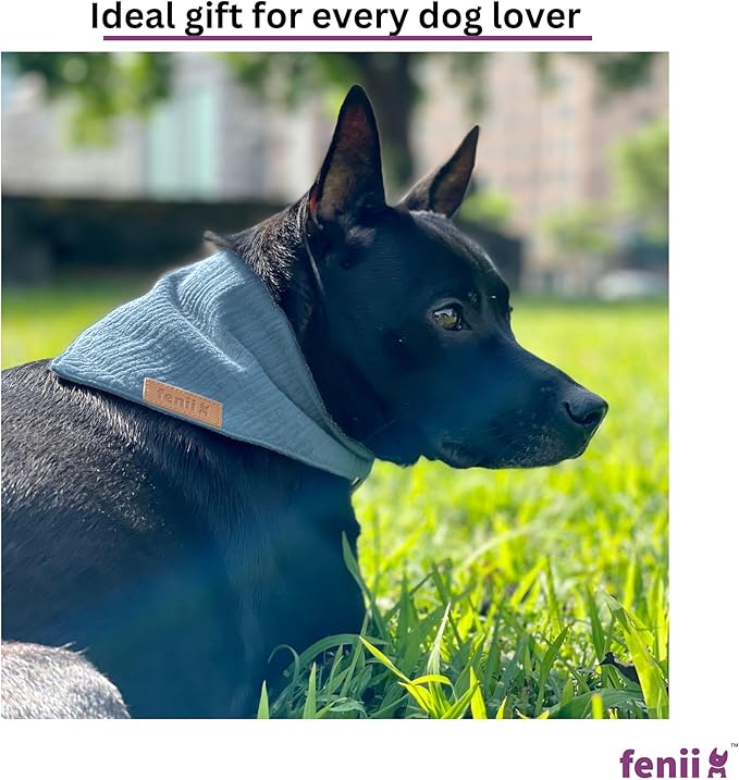 Premium Cotton Dog Bandanas - 2 Pack - Adjustable Fit - Washable - for Small, Medium & Large Breeds - Girl & Boy Dog Accessories - Multiple Sizes (Midnight Blue & Slate Blue, X-Large)