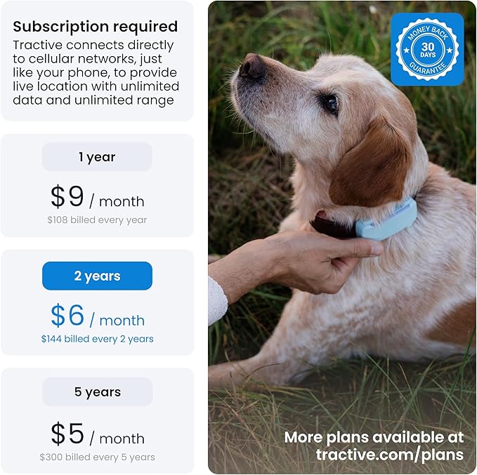 Tractive GPS Dog Tracker (2025 Release) | Real-time Pet Location Tracker | Health & Wellness Alerts | Virtual Fence for Dogs | Bark Monitoring | Dog Collar Attachment (Brown)