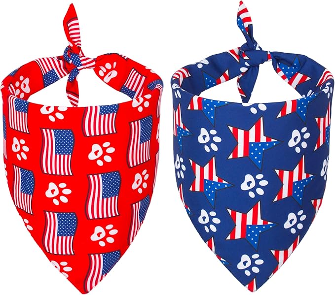 ADOGGYGO Bandana, Polyester Dog Bandana, Reversible, 4th of July, X-Large, Blue Red, Independence Day-1