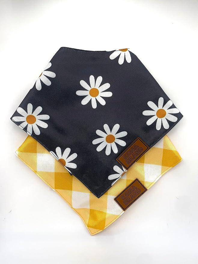 KonaBrandCo- Premium Handmade Dog Bandana | Dual Layered Silky Durable Polyester Fabric | Adjustable Fit Custom Shape- Won't Roll (Large, FINLEY)