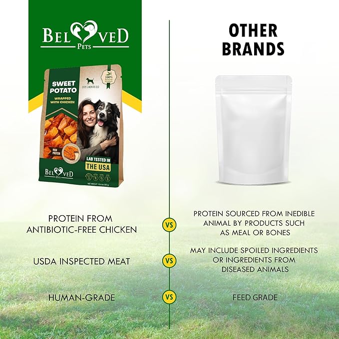 Dog Sweet Potato Wrapped with Chicken & Pet Natural Chew Treats - Grain Free Organic Meat & Human Grade Dried Snacks in Bulk - Best Twists for Training Small & Large Dogs - Made for USA (Sweet Potato)