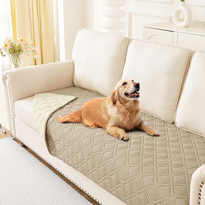 hyha Waterproof Dog Bed Blanket, Soft Pet Blankets, Waterproof Couch Cover for Dogs, Reversible Sofa Covers Washable for Furniture (30x70 Inch, Taupe/Beige)