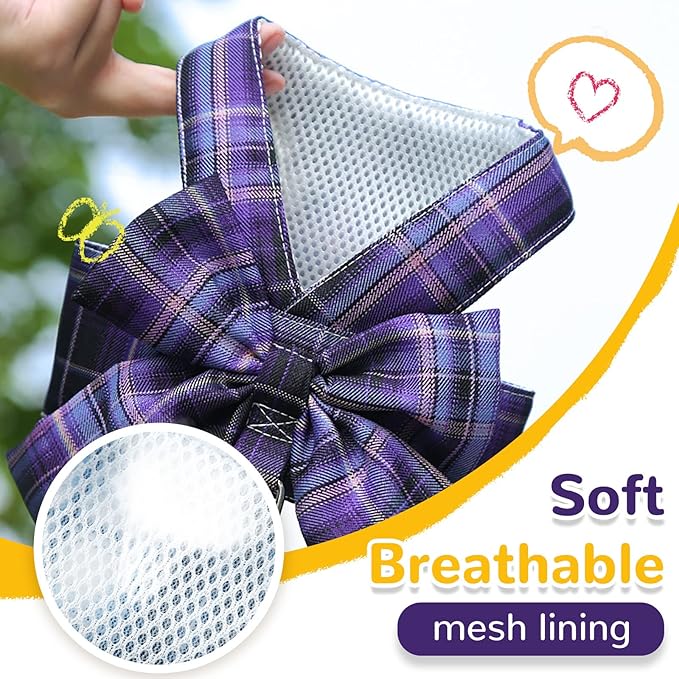 Small Dog Harness with D-Ring, Soft Mesh, Adjustable - Set Includes Harness and Leash