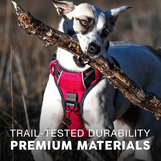 Embark Adventure Dog Harness, Reflective Trim No Pull Dog Harness for Large Dogs - Military Grade Nylon, Front Clip with Gel Lined Handle.