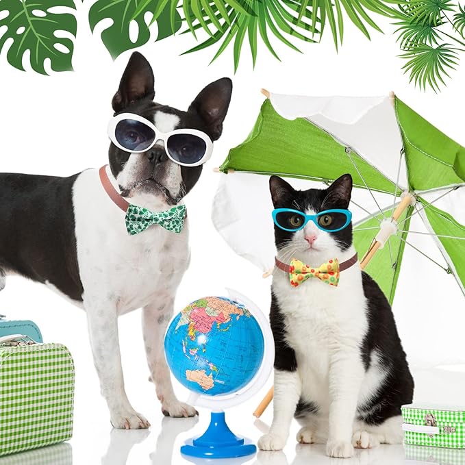 50 Pieces Summer Collar Dog Bow Ties Hawaiian Dog Collar Accessories for Dogs Bow Ties Attachment with Elastic Bands Dog Collar Detachable Charms for Dogs Collar Accessories Summer Hawaiian Costume