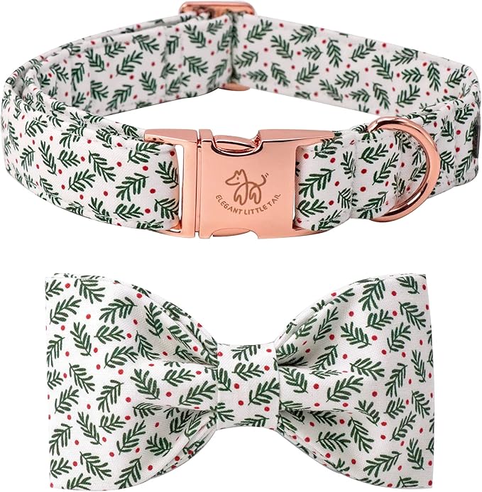 Elegant little tail Christmas Dog Collar, Pet Collar Soft with Comfy Bowtie Dog Collar Holiday Adjustable Pet Gift Collars for Small Medium Large Dogs