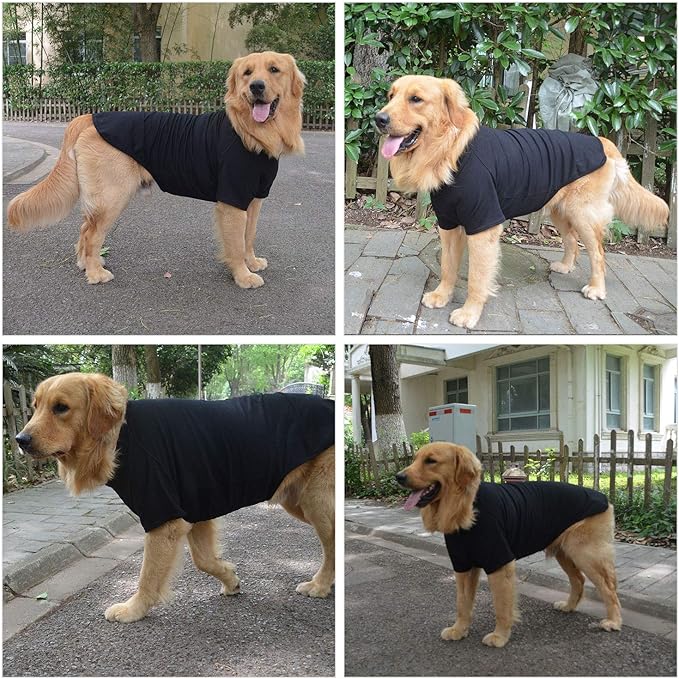Lovelonglong Pet Clothing Dog Costumes Basic Blank T-Shirt Tee Shirts for Medium Large Dogs Black XXL+