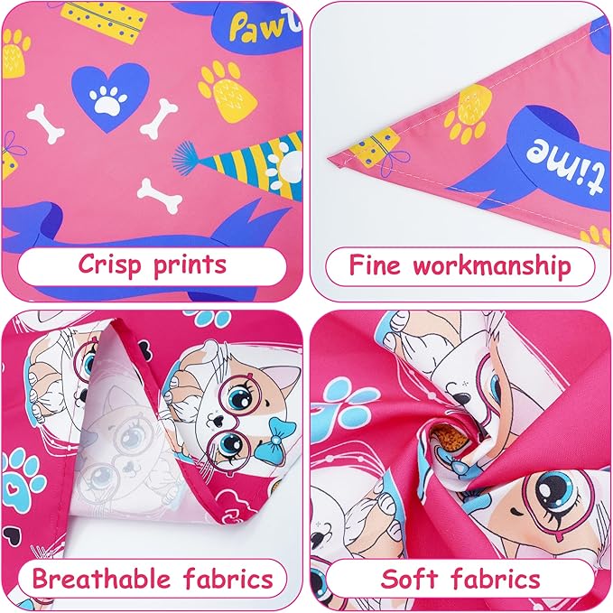 100PCS Dog Bandanas Bulk for Small Medium Dog Girl Boy with Paw Print Kerchief Triangle Bibs Head Scarves Scarfs Grooming Costume